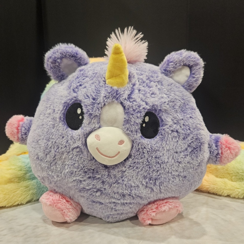 Fiesta Purple Pink Unicorn Plush‎ Round Stuffed Animal Yellow Horn Cute Kawaii